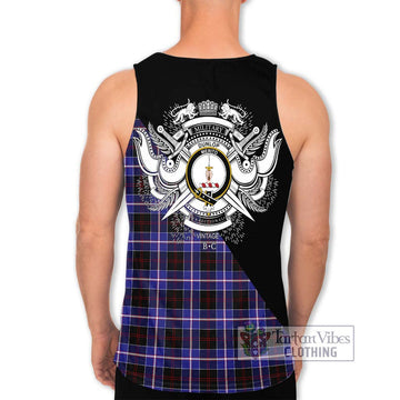 Dunlop Modern Tartan Men's Tank Top with Family Crest and Military Logo Style