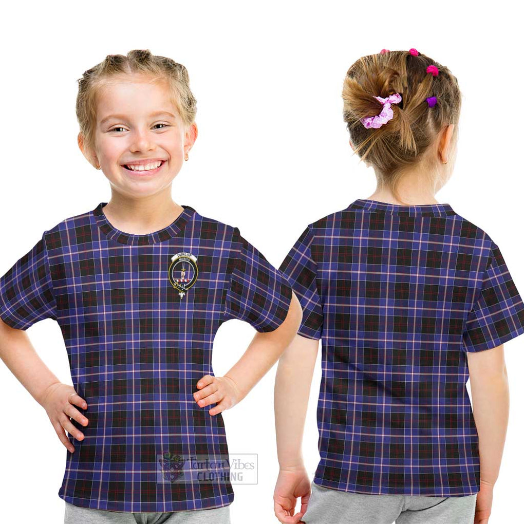 Dunlop Modern Tartan Kid T-Shirt with Family Crest - Tartanvibesclothing Shop