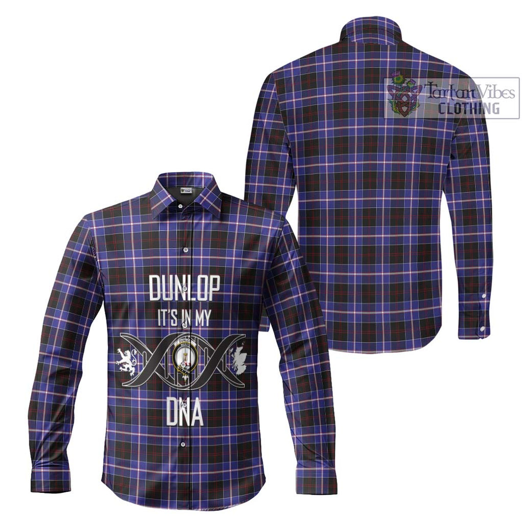 Dunlop Modern Tartan Long Sleeve Button Shirt with Family Crest DNA In Me Style Men's Shirt - Tartanvibesclothing Shop