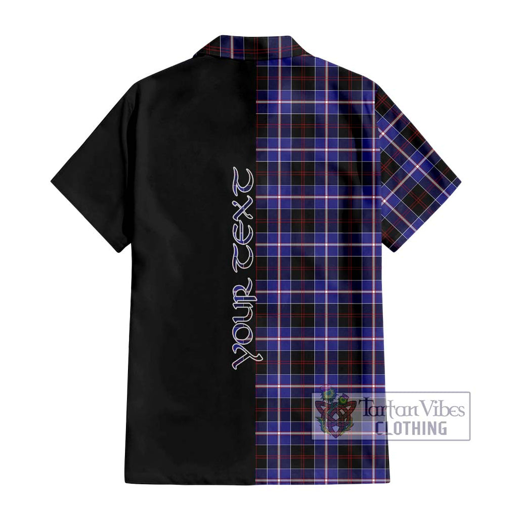 Dunlop Modern Tartan Short Sleeve Button Shirt with Family Crest and Half Of Me Style - Tartanvibesclothing Shop