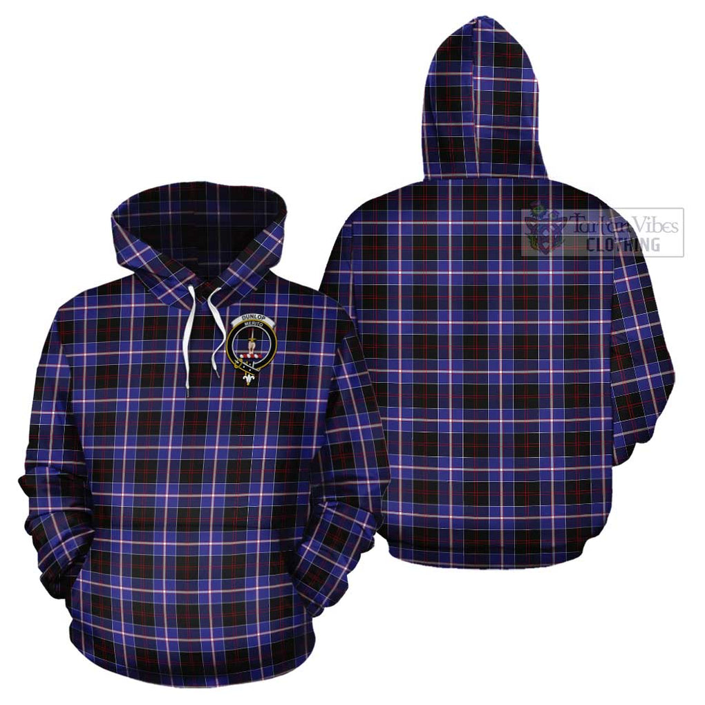 Dunlop Modern Tartan Cotton Hoodie with Family Crest Pullover Hoodie - Tartan Vibes Clothing