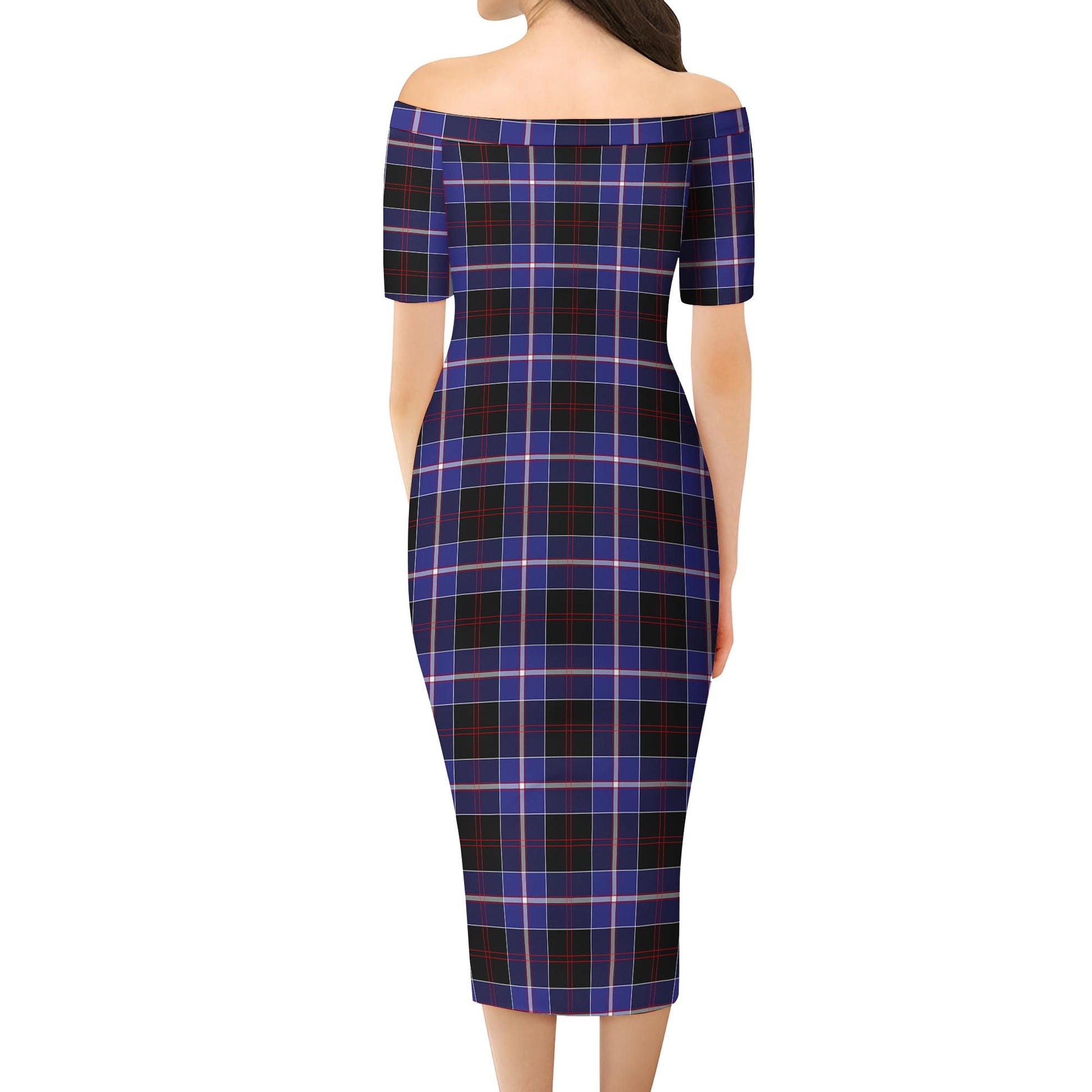 Dunlop Modern Tartan Off Shoulder Lady Dress - Tartanvibesclothing