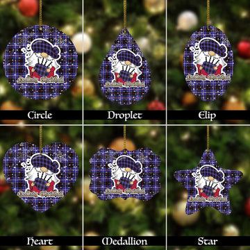 Dunlop Modern Tartan Christmas Ornaments with Scottish Gnome Playing Bagpipes