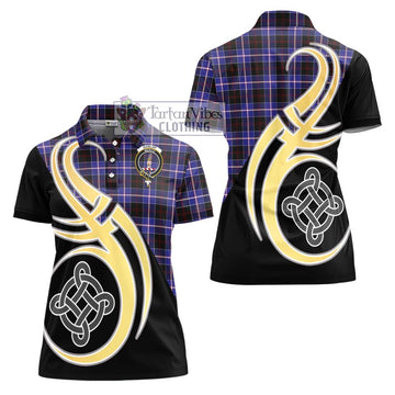 Dunlop Modern Tartan Women's Polo Shirt with Family Crest and Celtic Symbol Style