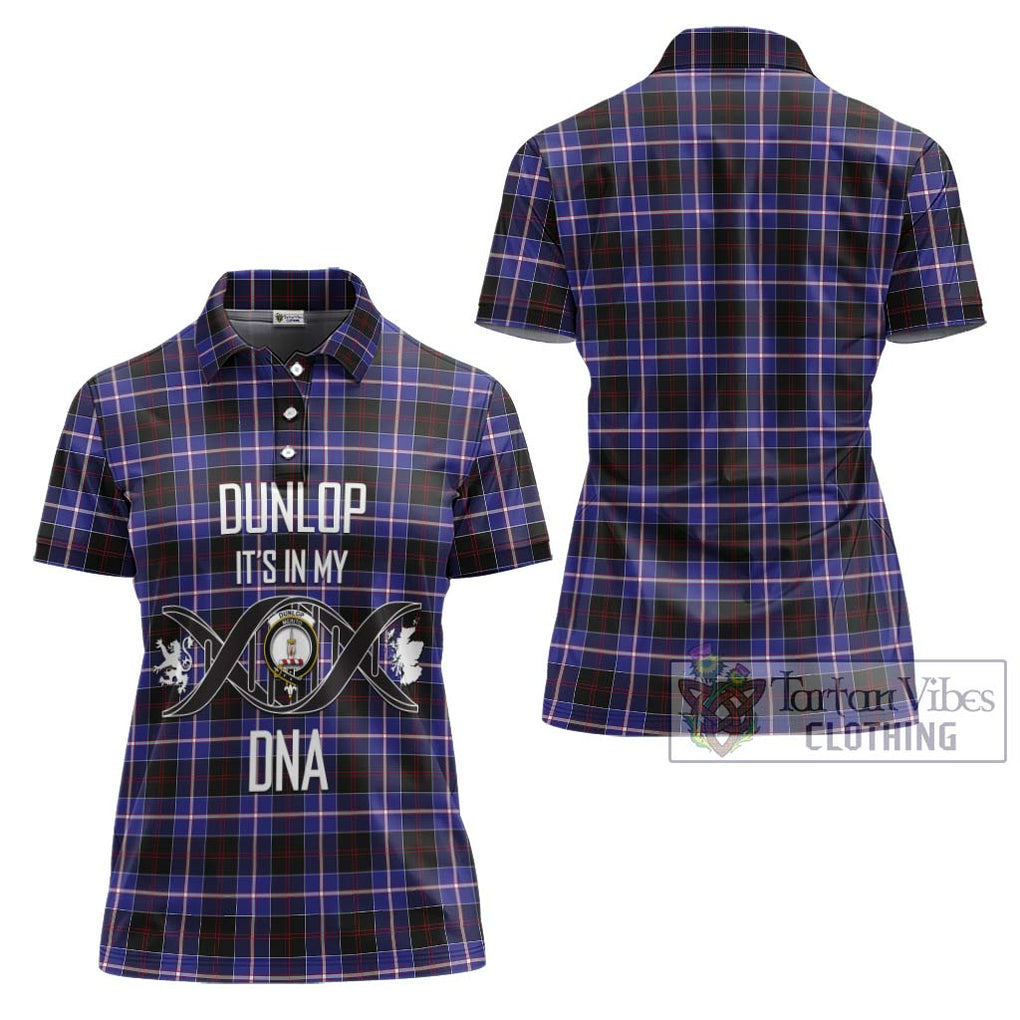 Dunlop Modern Tartan Women's Polo Shirt with Family Crest DNA In Me Style - Tartanvibesclothing Shop