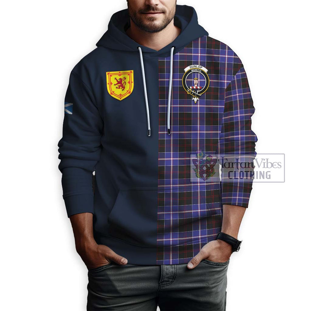 Tartan Vibes Clothing Dunlop Modern Tartan Hoodie with Scottish Lion Royal Arm Half Style