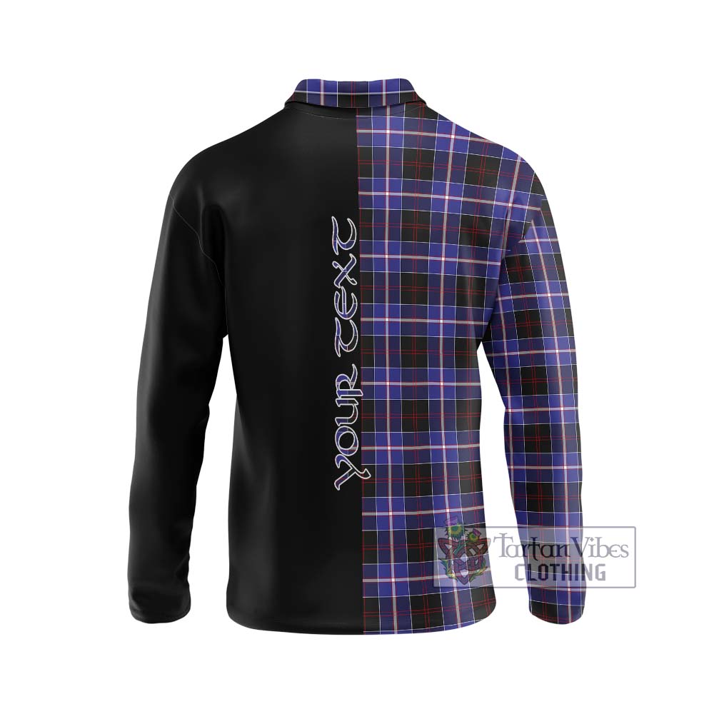 Dunlop Modern Tartan Long Sleeve Polo Shirt with Family Crest and Half Of Me Style - Tartanvibesclothing Shop