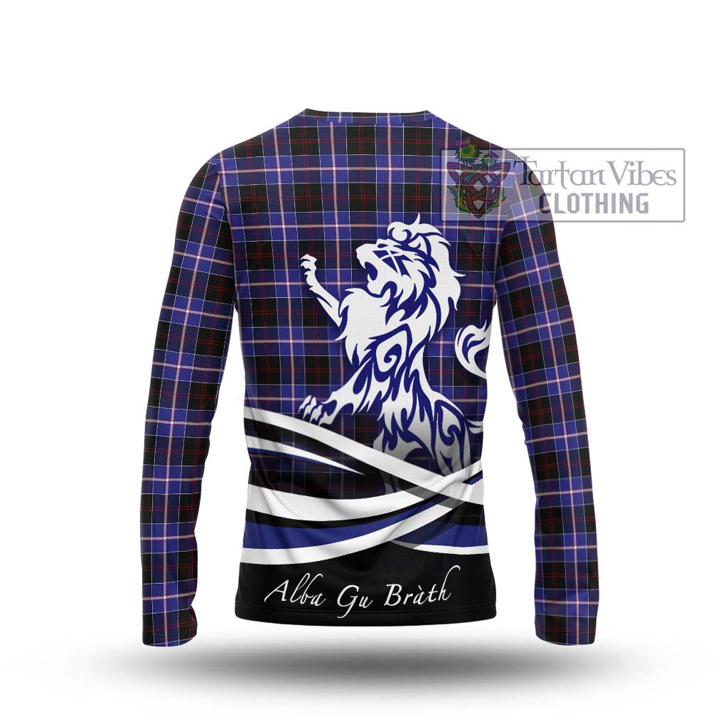 Dunlop Modern Tartan Long Sleeve T-Shirt with Alba Gu Brath Regal Lion Emblem - Tartanvibesclothing Shop