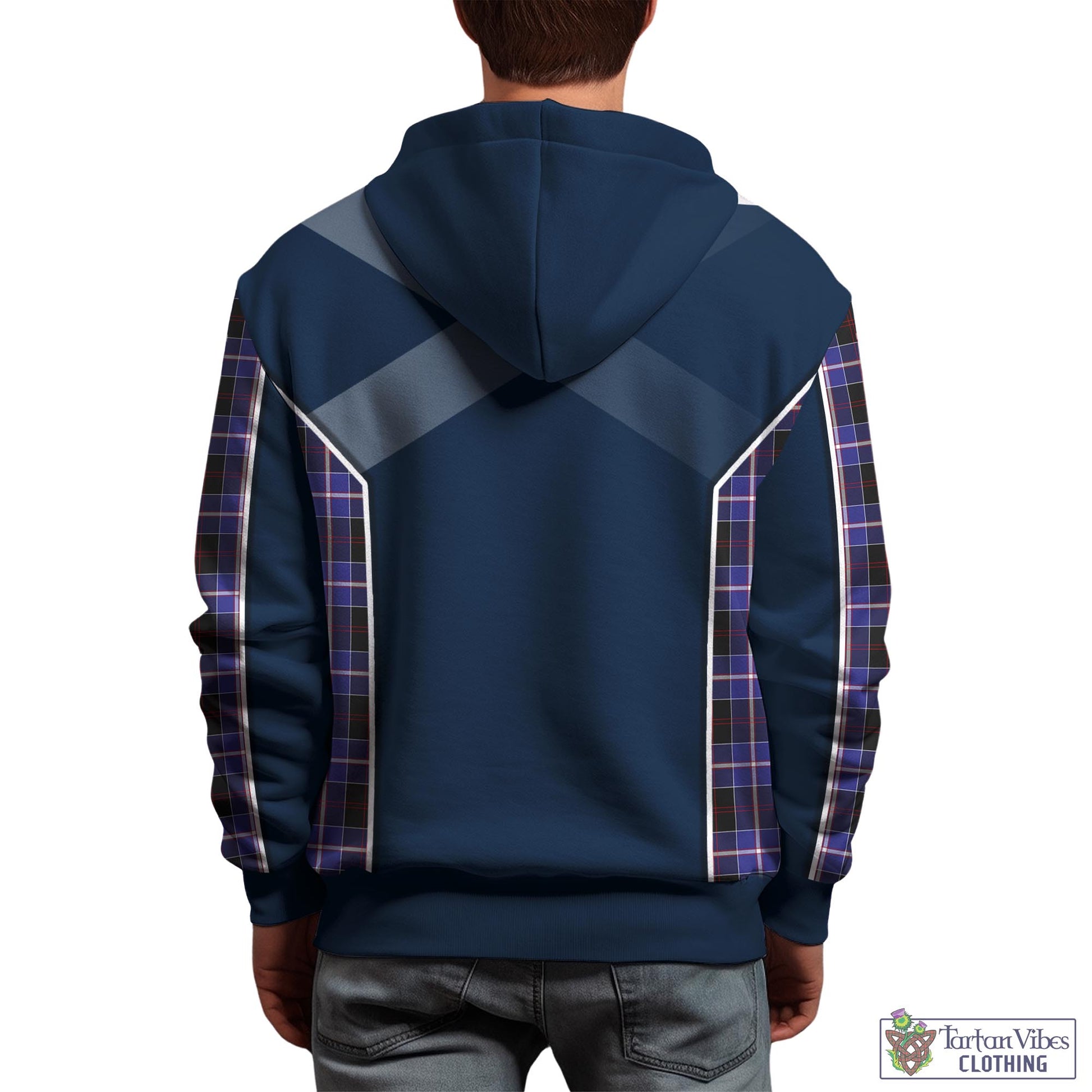 Tartan Vibes Clothing Dunlop Modern Tartan Hoodie with Family Crest and Scottish Thistle Vibes Sport Style