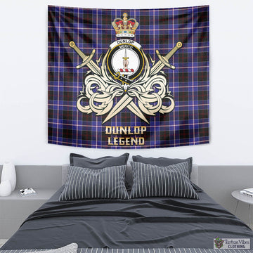 Dunlop Modern Tartan Tapestry with Clan Crest and the Golden Sword of Courageous Legacy