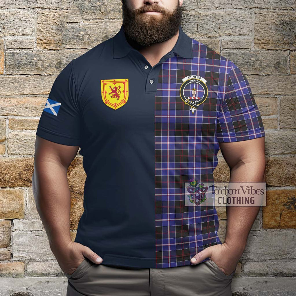 Tartan Vibes Clothing Dunlop Modern Tartan Polo Shirt with Scottish Lion Royal Arm Half Style