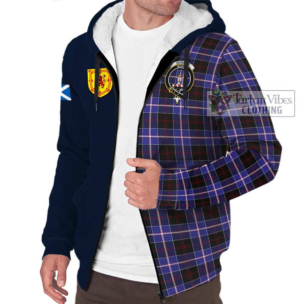 Tartan Vibes Clothing Dunlop Modern Tartan Sherpa Hoodie with Scottish Lion Royal Arm Half Style