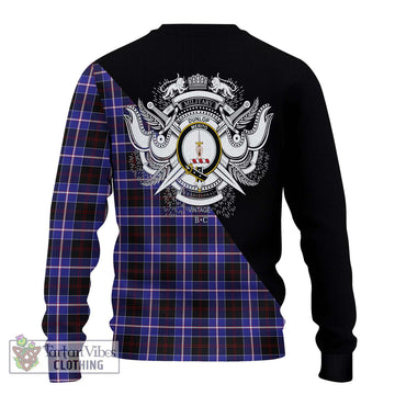 Dunlop Modern Tartan Ugly Sweater with Family Crest and Military Logo Style