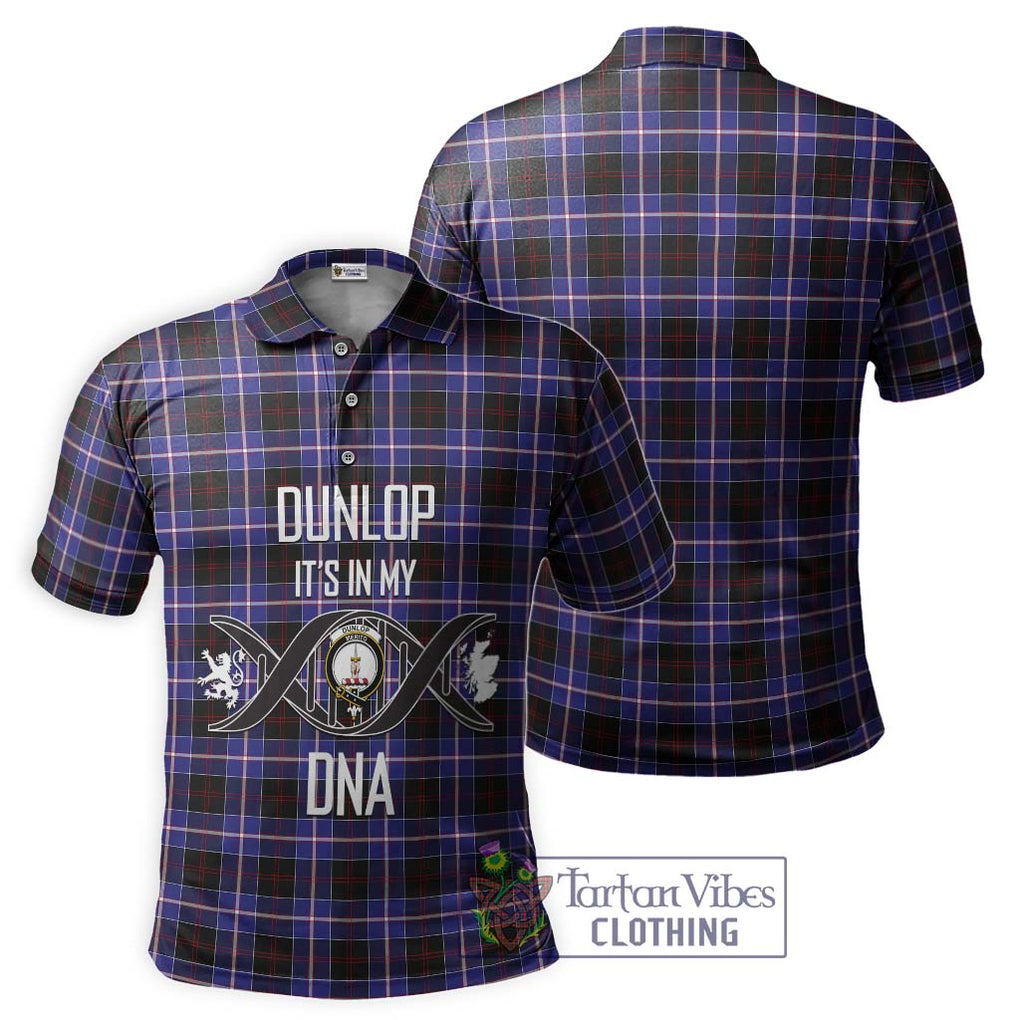 Dunlop Modern Tartan Polo Shirt with Family Crest DNA In Me Style - Tartanvibesclothing Shop