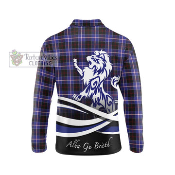 Dunlop Modern Tartan Long Sleeve Polo Shirt with Alba Gu Brath Regal Lion Emblem