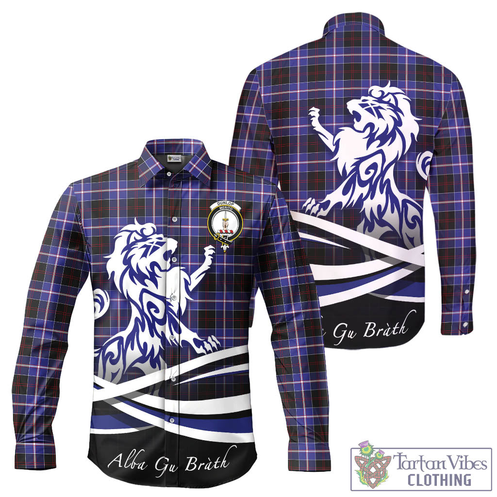 dunlop-modern-tartan-long-sleeve-button-up-shirt-with-alba-gu-brath-regal-lion-emblem