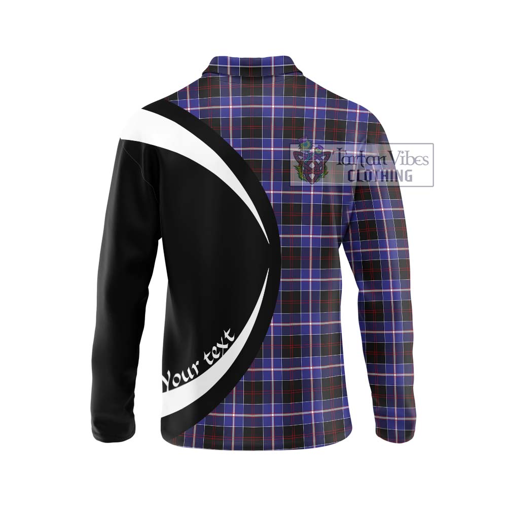 Dunlop Modern Tartan Long Sleeve Polo Shirt with Family Crest Circle Style - Tartan Vibes Clothing