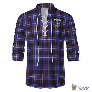 Dunlop Modern Tartan Men's Scottish Traditional Jacobite Ghillie Kilt Shirt with Family Crest