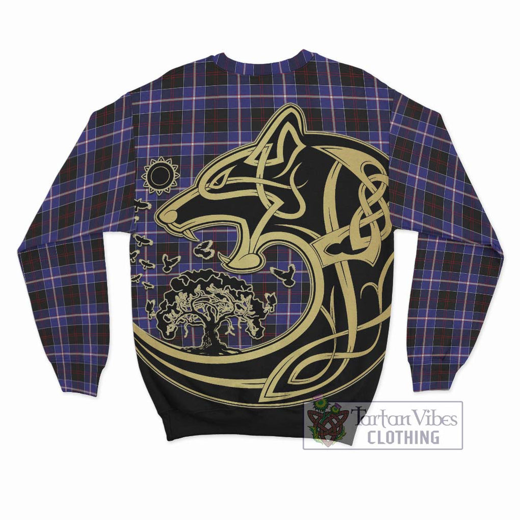 Dunlop Modern Tartan Sweatshirt with Family Crest Celtic Wolf Style - Tartan Vibes Clothing