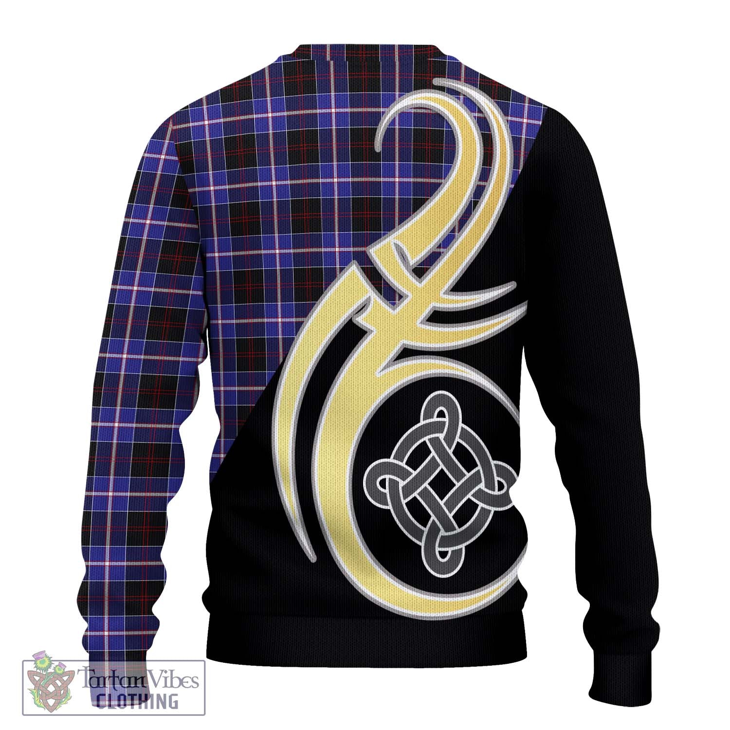 Dunlop Modern Tartan Knitted Sweater with Family Crest and Celtic Symbol Style - Tartan Vibes Clothing