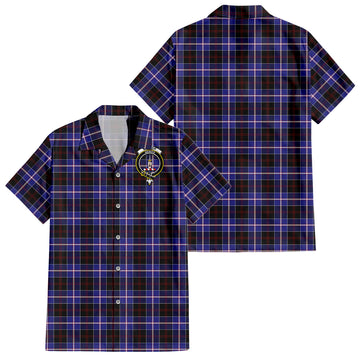 Dunlop Modern Tartan Short Sleeve Button Down Shirt with Family Crest