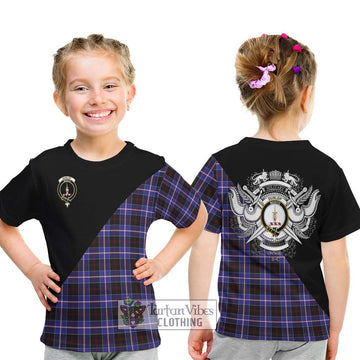 Dunlop Modern Tartan Kid T-Shirt with Family Crest and Military Logo Style