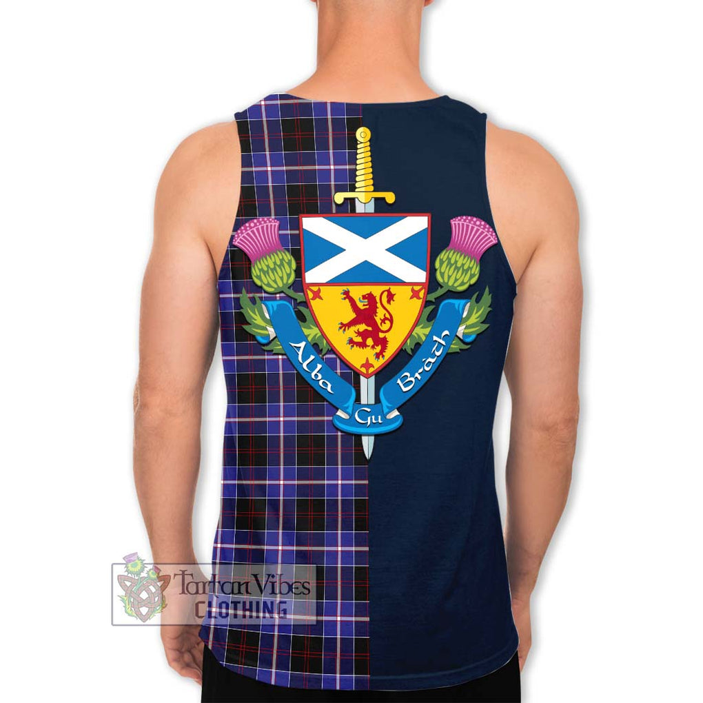 Tartan Vibes Clothing Dunlop Modern Tartan Men's Tank Top with Scottish Lion Royal Arm Half Style