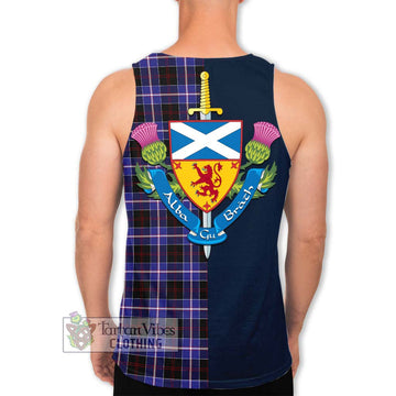 Dunlop Modern Tartan Men's Tank Top Alba with Scottish Lion Royal Arm Half Style