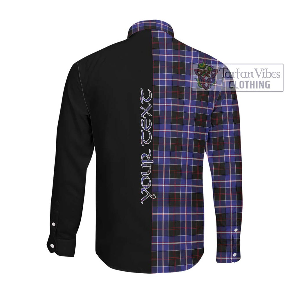 Dunlop Modern Tartan Long Sleeve Button Shirt with Family Crest and Half Of Me Style Men's Shirt - Tartanvibesclothing Shop