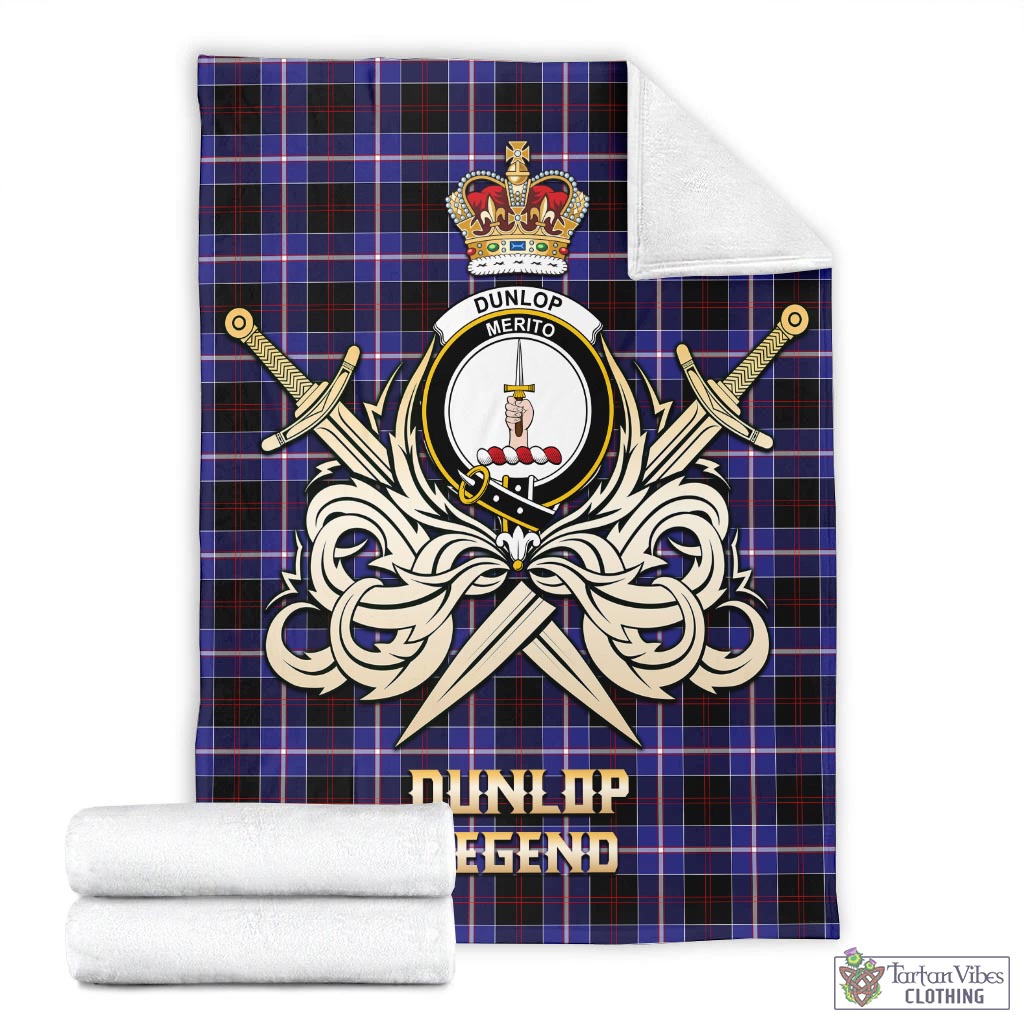 Tartan Vibes Clothing Dunlop Modern Tartan Blanket with Clan Crest and the Golden Sword of Courageous Legacy