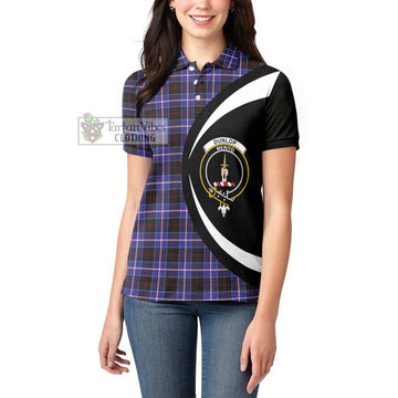 Dunlop Modern Tartan Women's Polo Shirt with Family Crest Circle Style