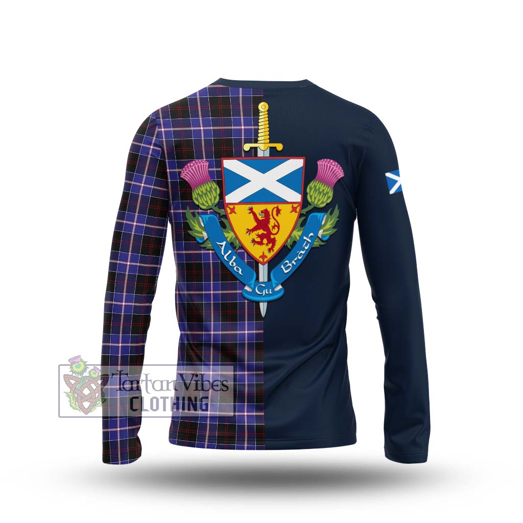 Tartan Vibes Clothing Dunlop Modern Tartan Long Sleeve T-Shirt with Scottish Lion Royal Arm Half Style