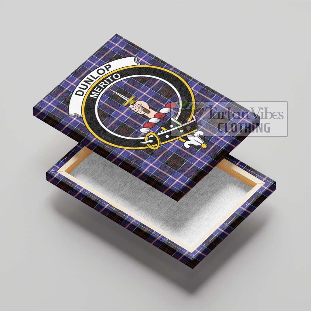 Tartan Vibes Clothing Dunlop Modern Tartan Canvas Print Wall Art with Family Crest