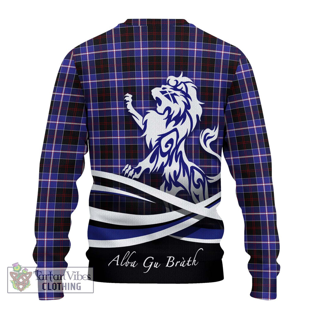 Dunlop Modern Tartan Knitted Sweater with Alba Gu Brath Regal Lion Emblem - Tartanvibesclothing Shop