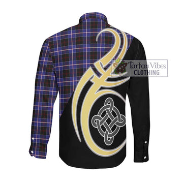 Dunlop Modern Tartan Long Sleeve Button Shirt with Family Crest and Celtic Symbol Style