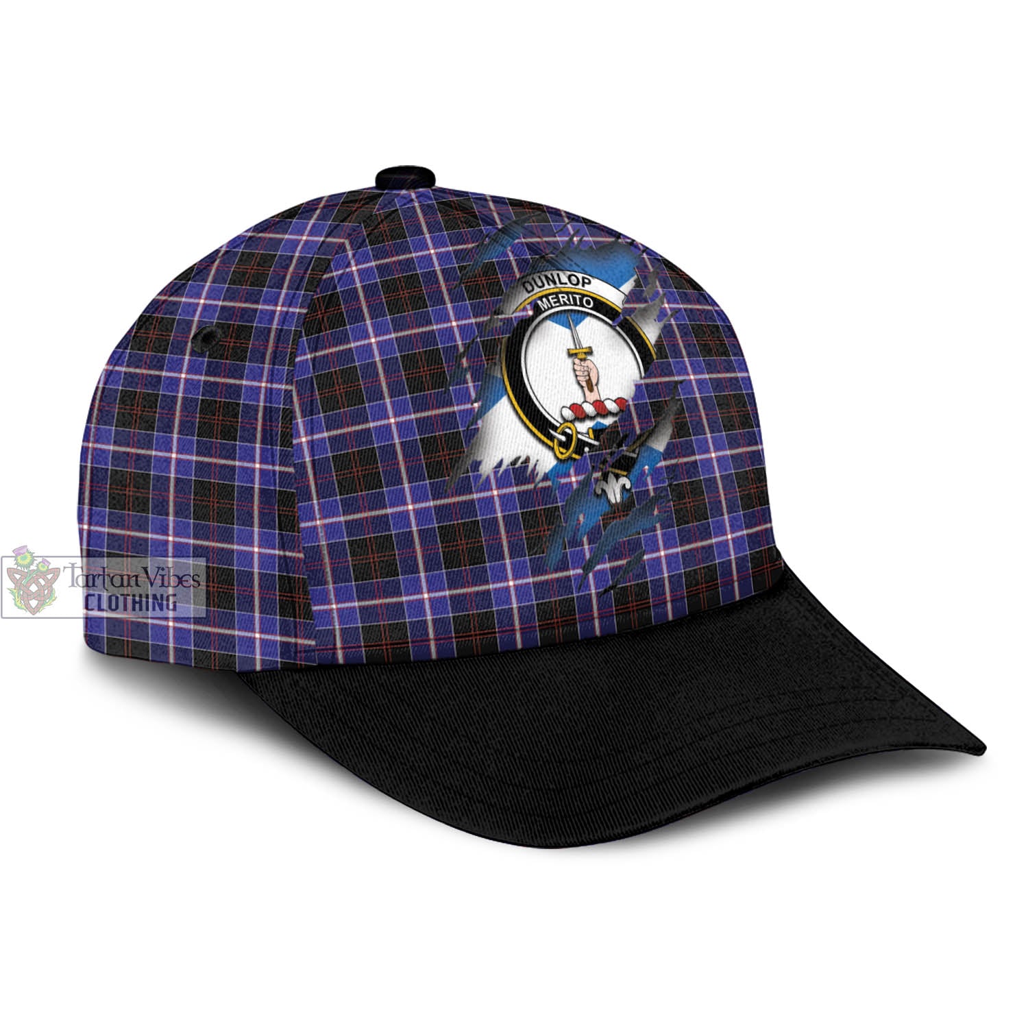 Tartan Vibes Clothing Dunlop Modern Tartan Classic Cap with Family Crest In Me Style