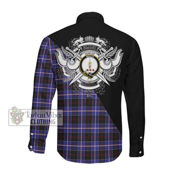 Dunlop Modern Tartan Long Sleeve Button Shirt with Family Crest and Military Logo Style