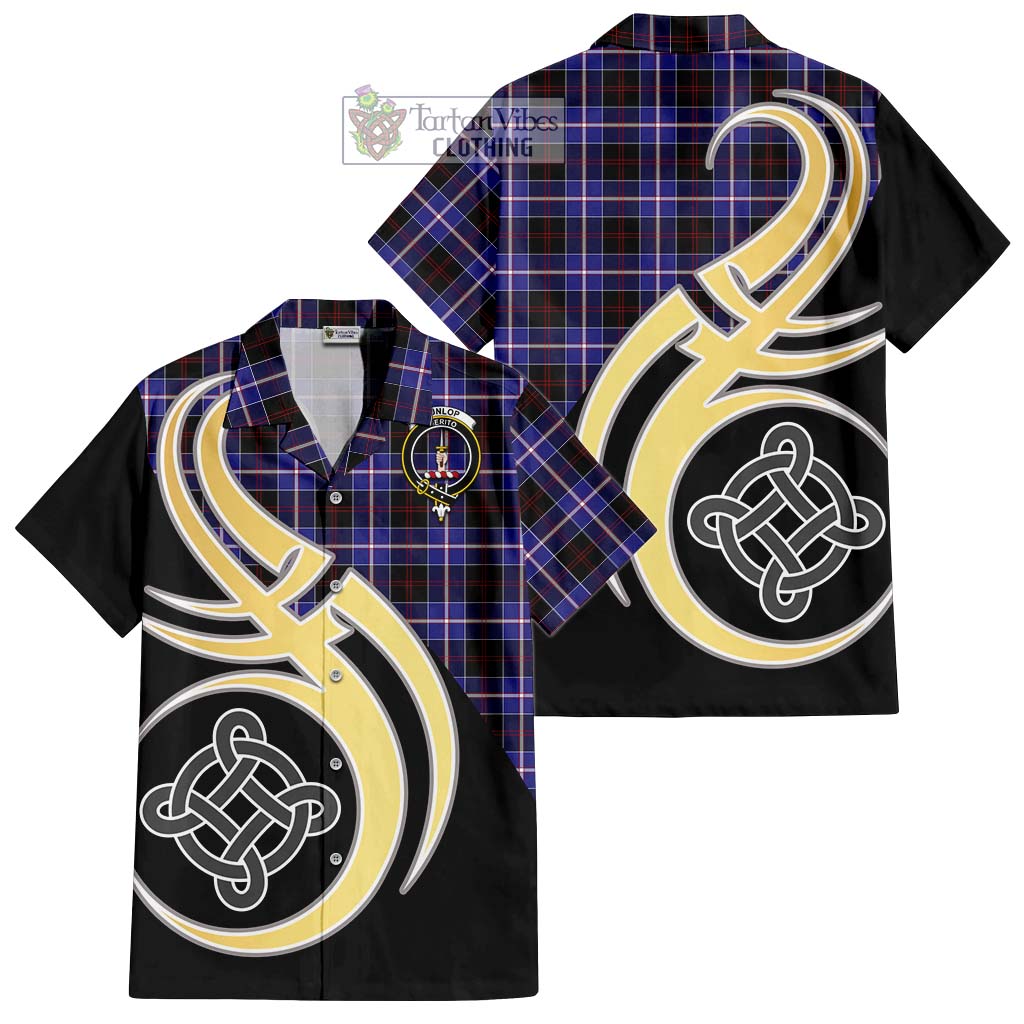 Dunlop Modern Tartan Short Sleeve Button Shirt with Family Crest and Celtic Symbol Style - Tartan Vibes Clothing