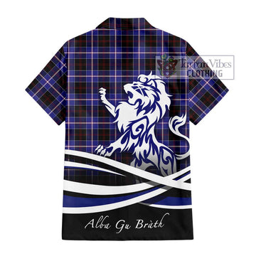 Dunlop Modern Tartan Short Sleeve Button Shirt with Alba Gu Brath Regal Lion Emblem