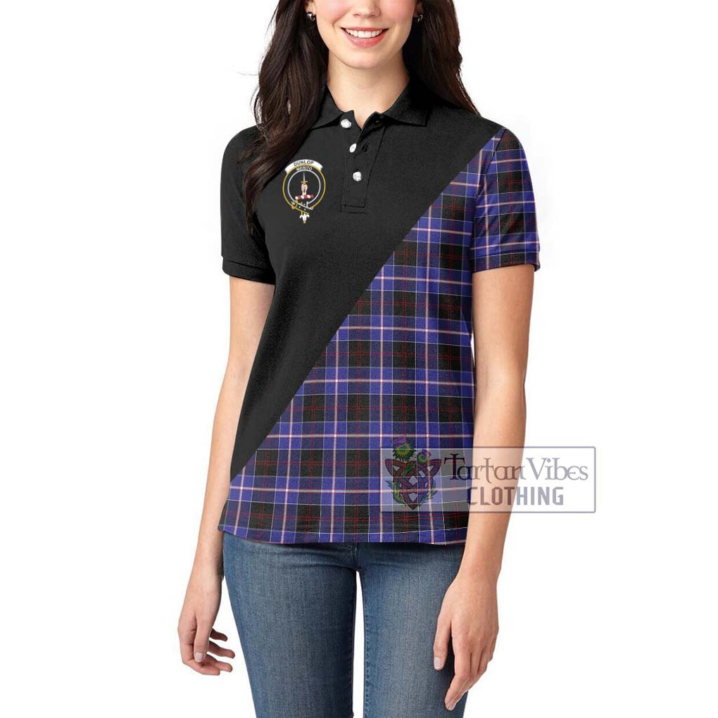 Dunlop Modern Tartan Women's Polo Shirt with Family Crest and Military Logo Style - Tartanvibesclothing Shop