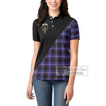 Dunlop Modern Tartan Women's Polo Shirt with Family Crest and Military Logo Style