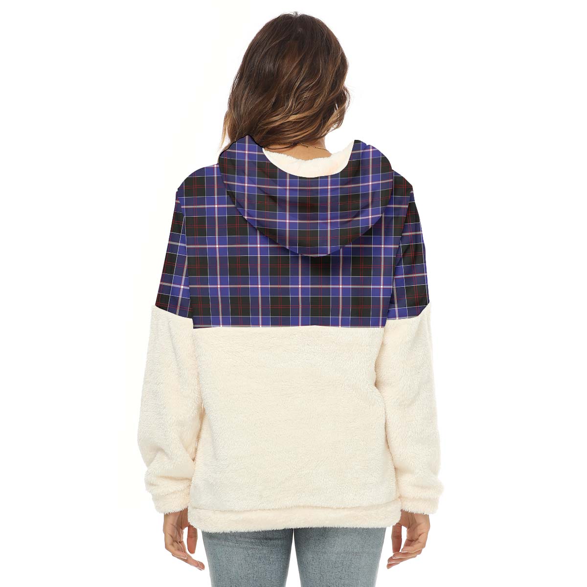 Dunlop Modern Tartan Women's Borg Fleece Hoodie With Half Zip - Tartanvibesclothing