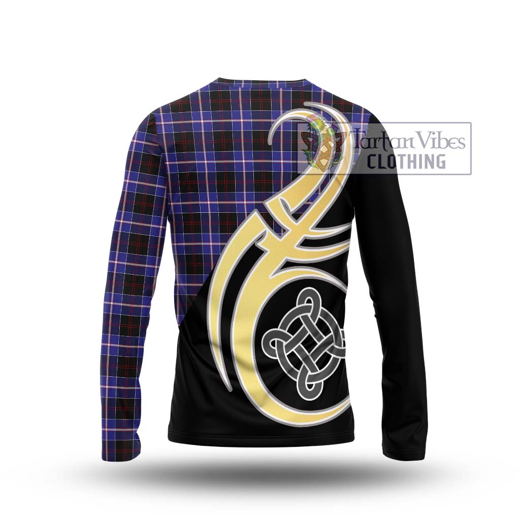 Dunlop Modern Tartan Long Sleeve T-Shirt with Family Crest and Celtic Symbol Style - Tartan Vibes Clothing