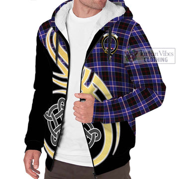 Dunlop Modern Tartan Sherpa Hoodie with Family Crest and Celtic Symbol Style