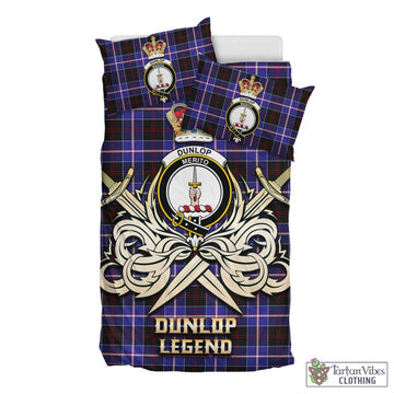 Dunlop Modern Tartan Bedding Set with Clan Crest and the Golden Sword of Courageous Legacy