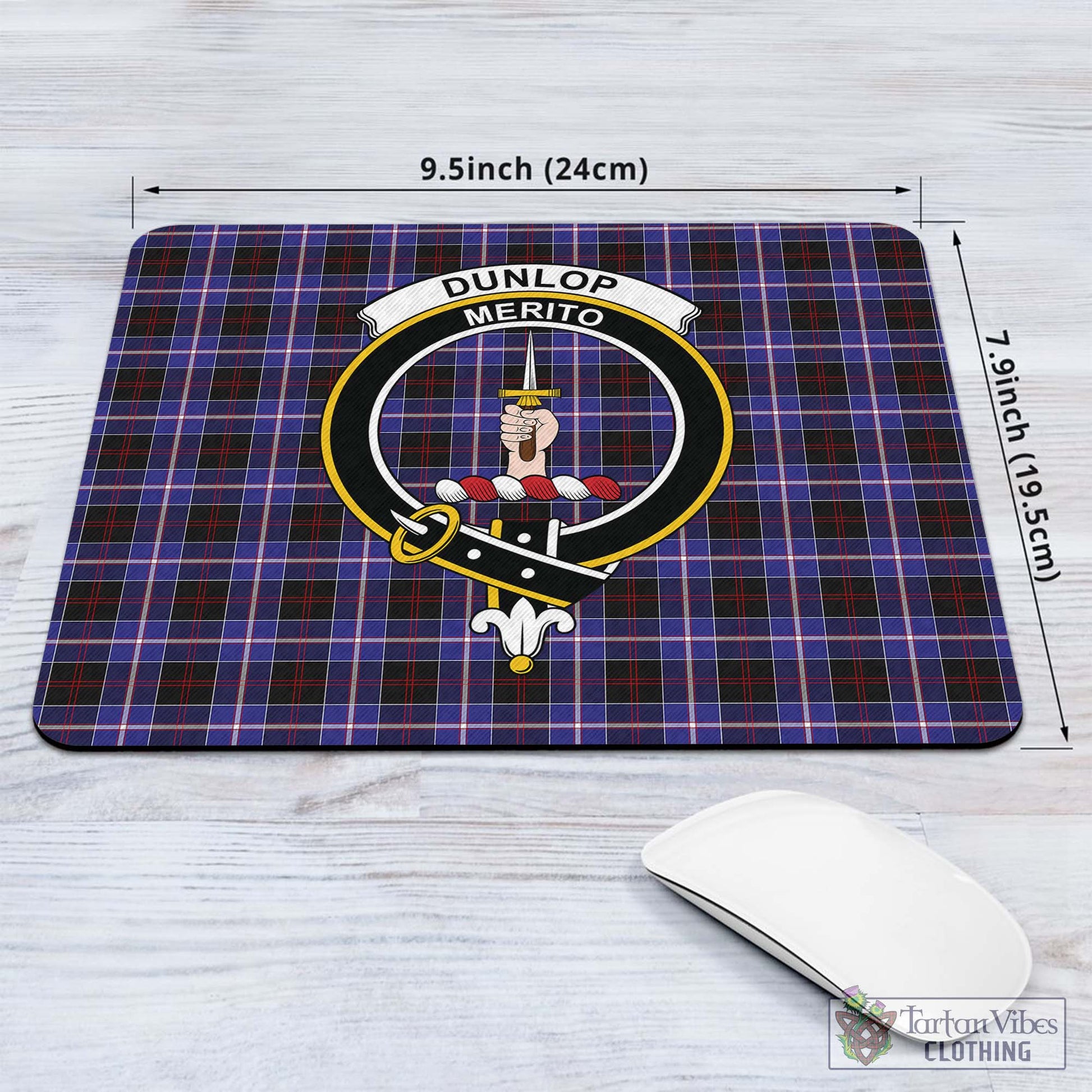 Tartan Vibes Clothing Dunlop Modern Tartan Mouse Pad with Family Crest