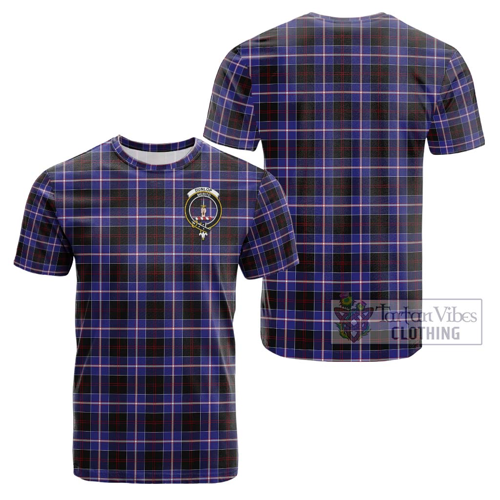 Tartan Vibes Clothing Dunlop Modern Tartan Cotton T-Shirt with Family Crest