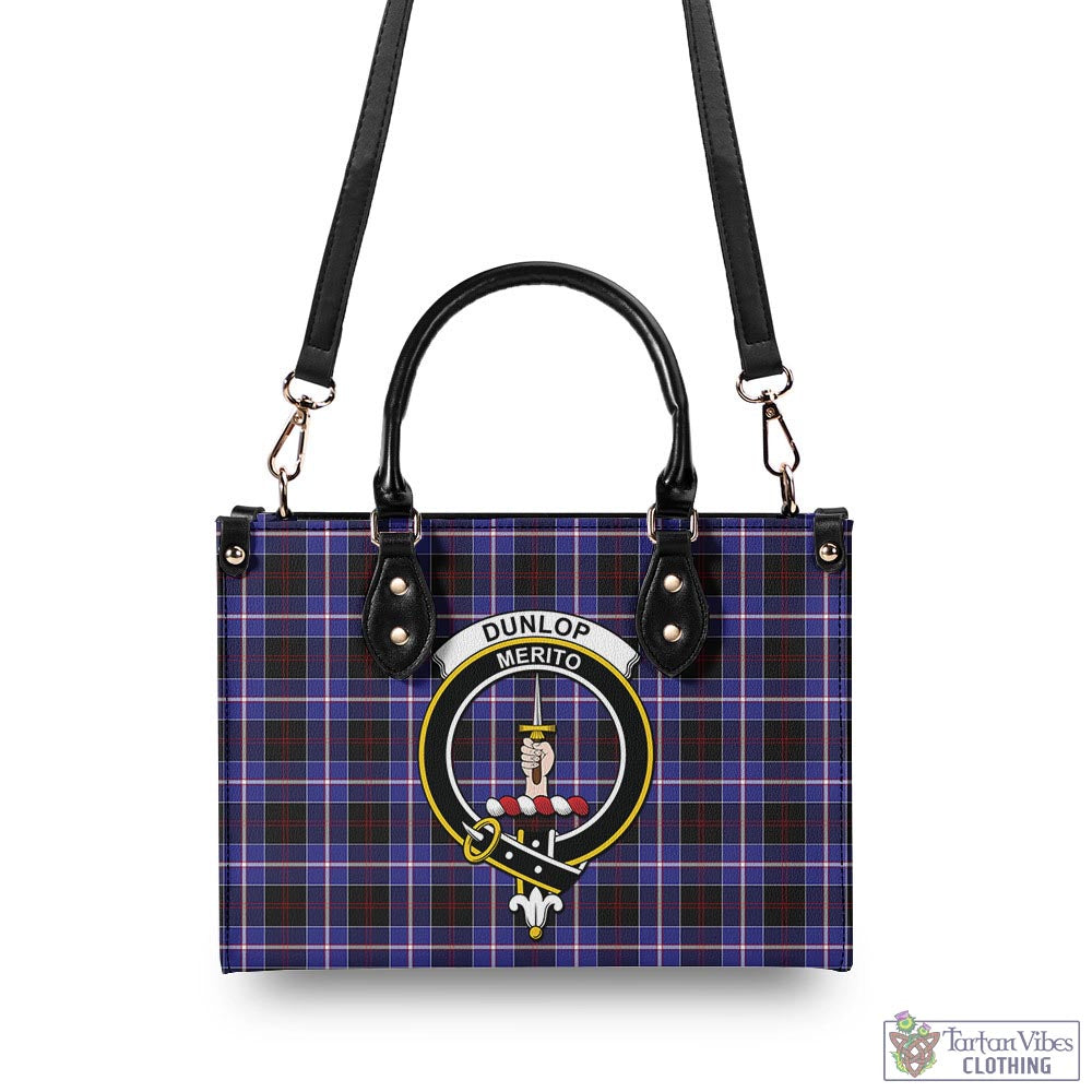 Tartan Vibes Clothing Dunlop Modern Tartan Luxury Leather Handbags with Family Crest