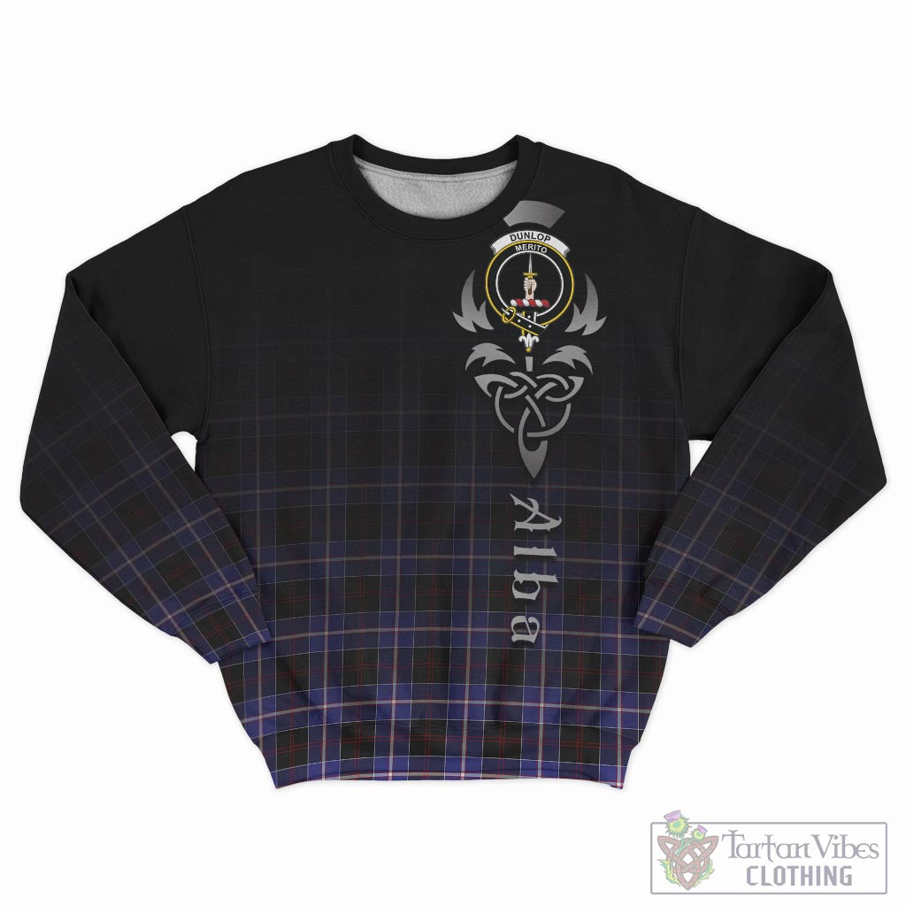 Tartan Vibes Clothing Dunlop Modern Tartan Sweatshirt Featuring Alba Gu Brath Family Crest Celtic Inspired