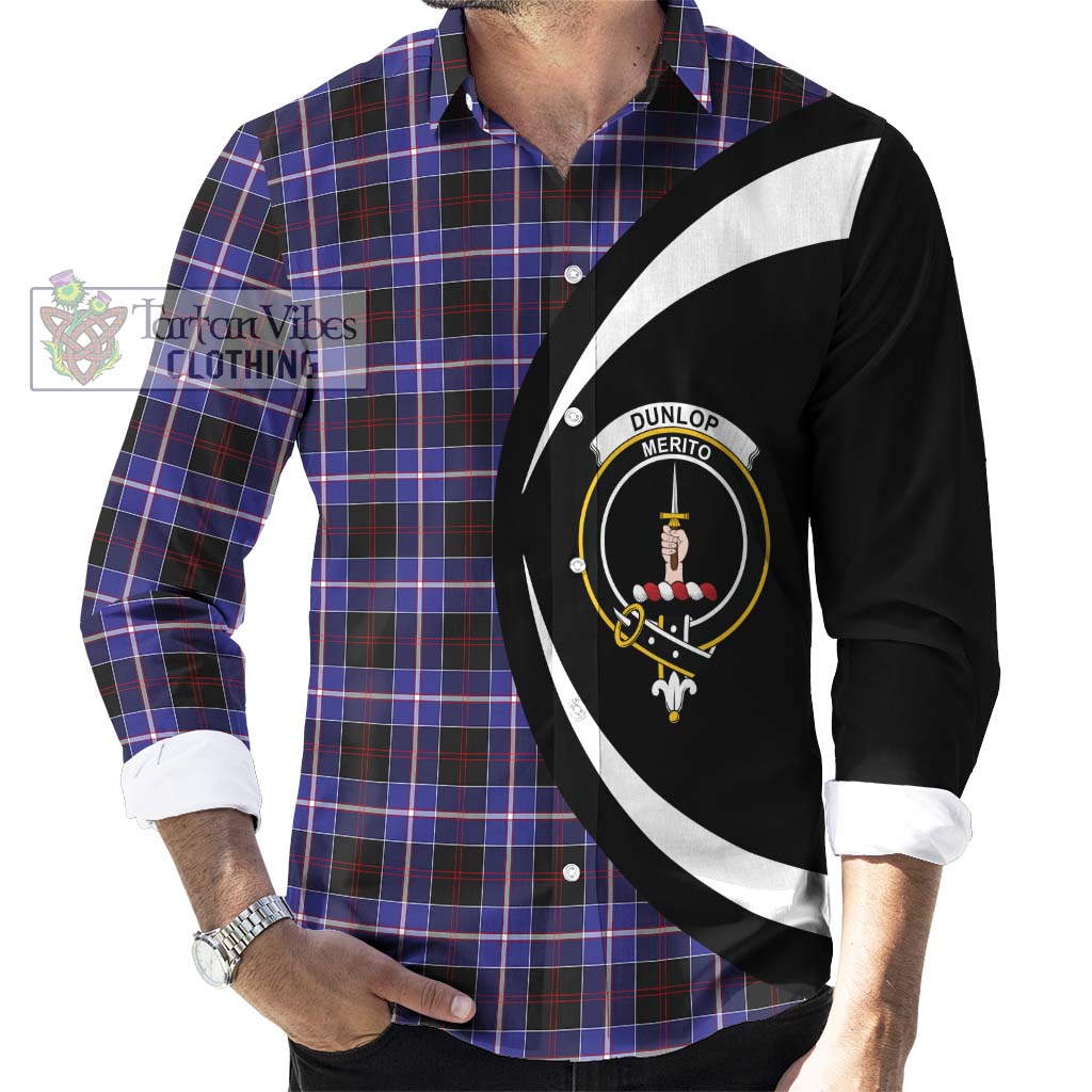 Dunlop Modern Tartan Long Sleeve Button Up with Family Crest Circle Style - Tartan Vibes Clothing